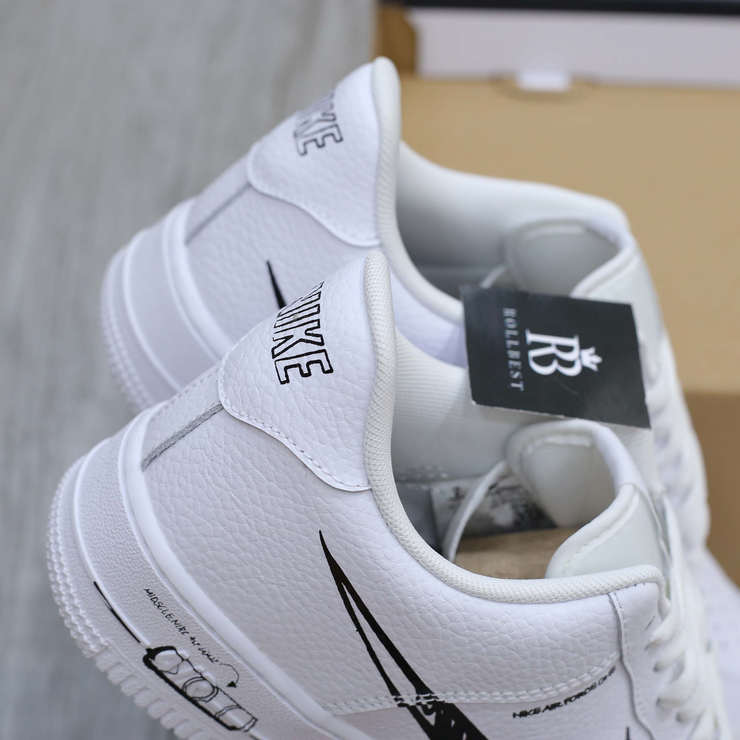 Giày Nike Air Force 1 Low GS 'Doodle Swoosh White Black Best Quality