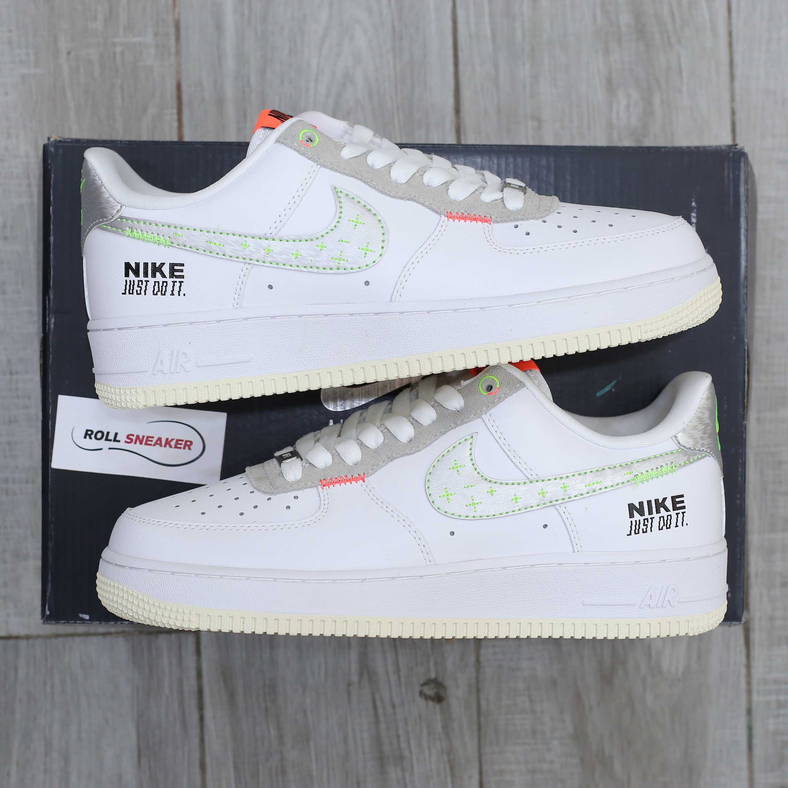Giày Nike Air Force 1 Low Just Do It White Stitch Like Auth