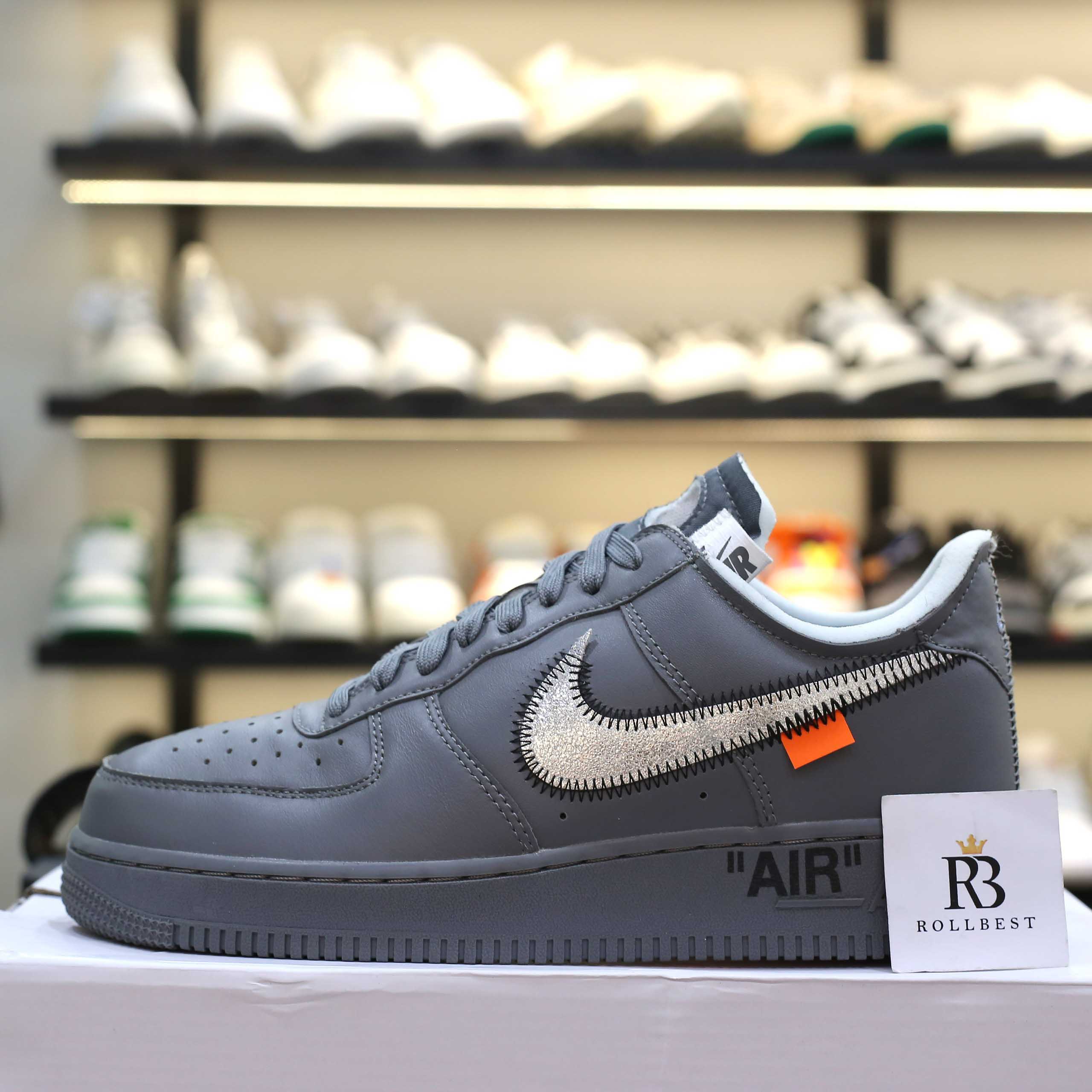 Giày Off-White x Nike Air Force 1 07 Low Dark Grey White Silver Best Quality