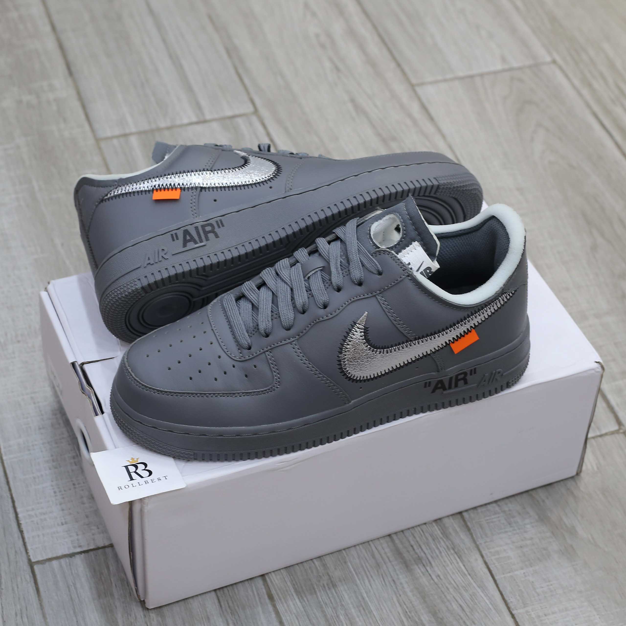 Giày Off-White x Nike Air Force 1 07 Low Dark Grey White Silver Best Quality
