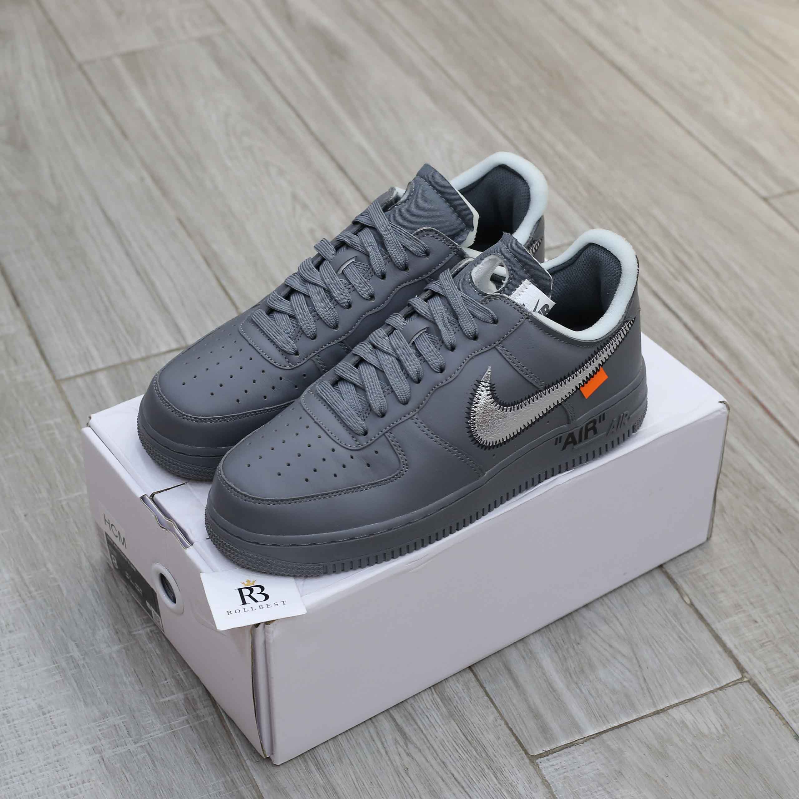 Giày Off-White x Nike Air Force 1 07 Low Dark Grey White Silver Best Quality