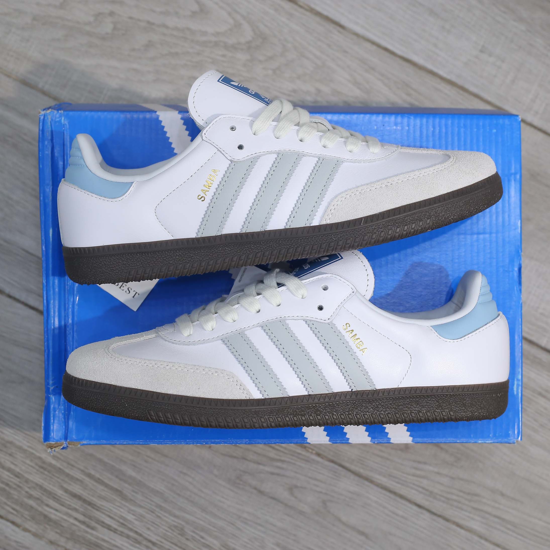 Giày Adidas Samba OG ‘White Halo Blue Gum’ Best Quality