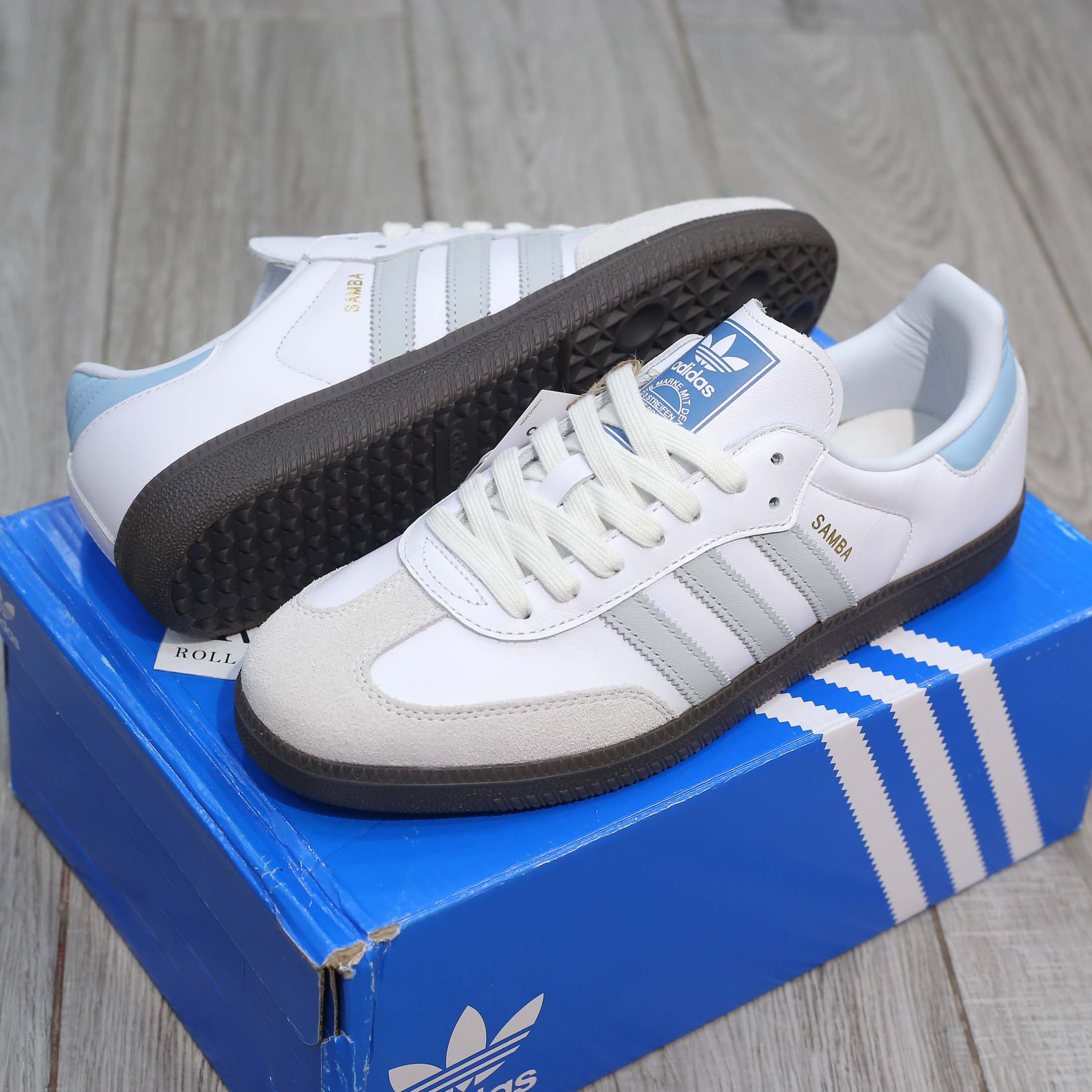 Giày Adidas Samba OG ‘White Halo Blue Gum’ Best Quality