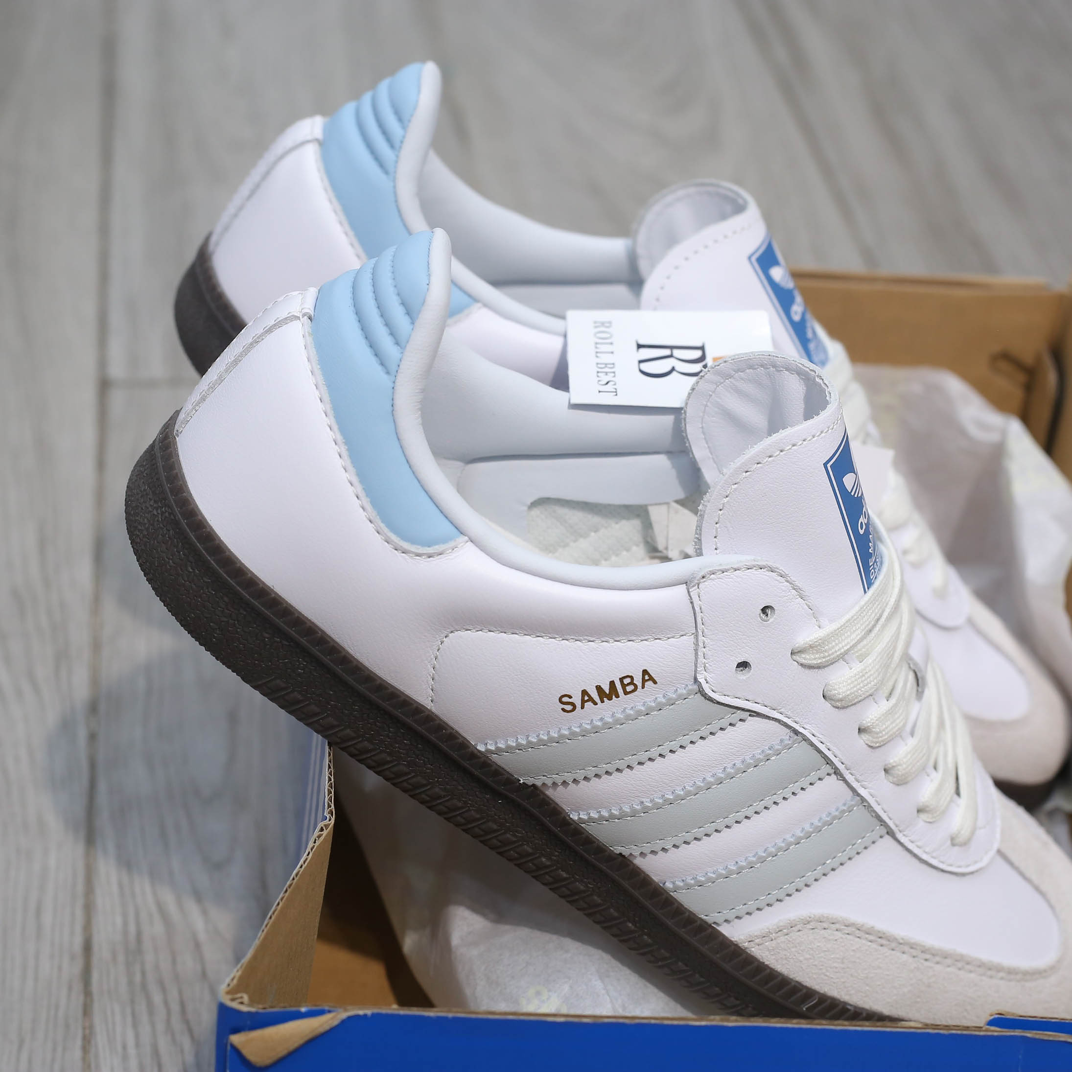 Giày Adidas Samba OG ‘White Halo Blue Gum’ Best Quality