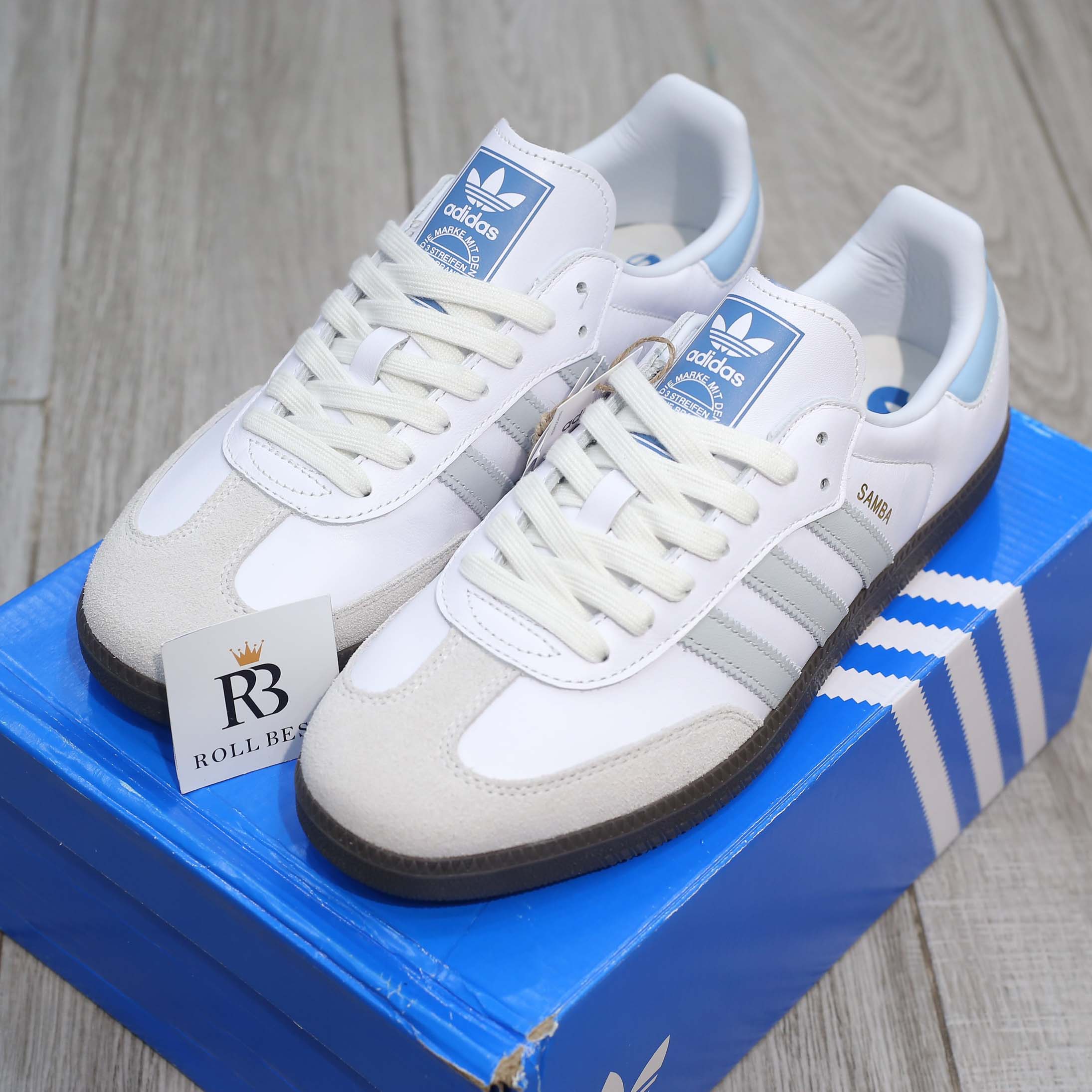 Giày Adidas Samba OG ‘White Halo Blue Gum’ Best Quality