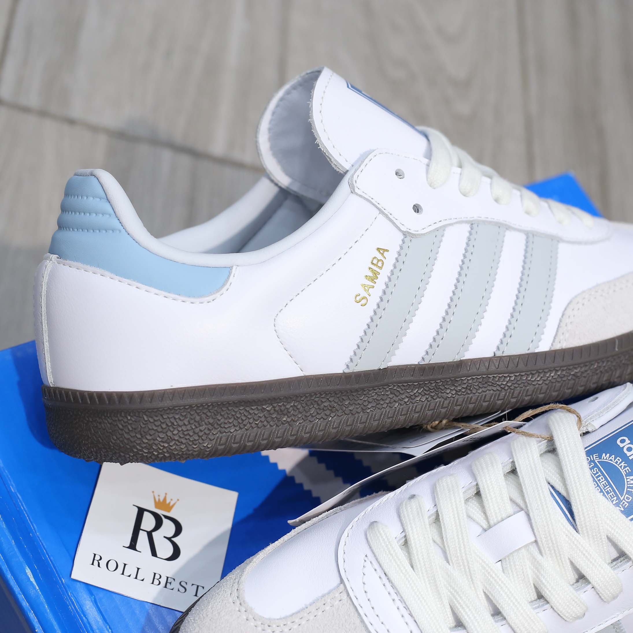 Giày Adidas Samba OG ‘White Halo Blue Gum’ Best Quality