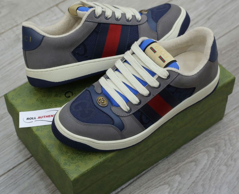 Giày Gucci GG Screener Grey Xám Da Lộn Suede Chuẩn 99% Auth