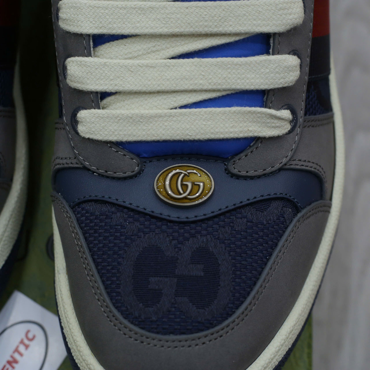 Giày Gucci GG Screener Grey Xám Da Lộn Suede Chuẩn 99% Auth