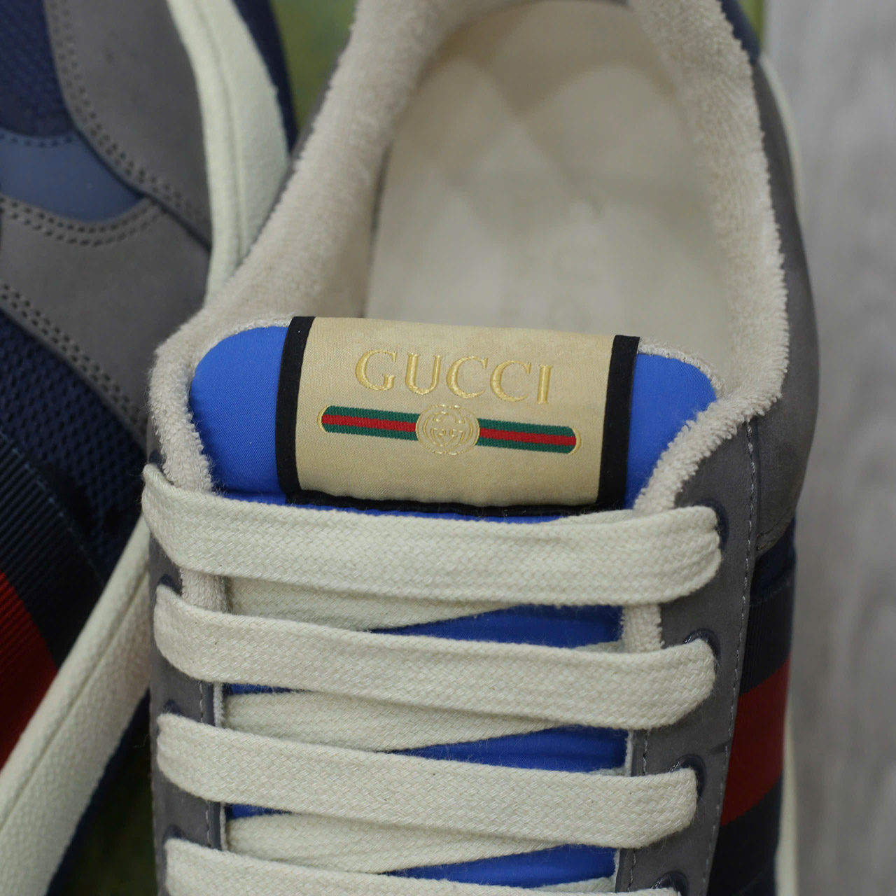 Giày Gucci GG Screener Grey Xám Da Lộn Suede Chuẩn 99% Auth