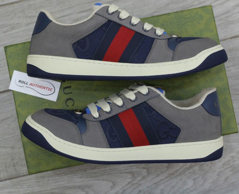 Giày Gucci GG Screener Grey Xám Da Lộn Suede Chuẩn 99% Auth