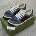 Giày Gucci GG Screener Grey Xám Da Lộn Suede Chuẩn 99% Auth