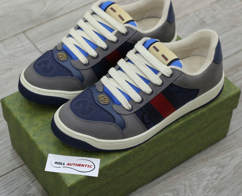 Giày Gucci GG Screener Grey Xám Da Lộn Suede Chuẩn 99% Auth