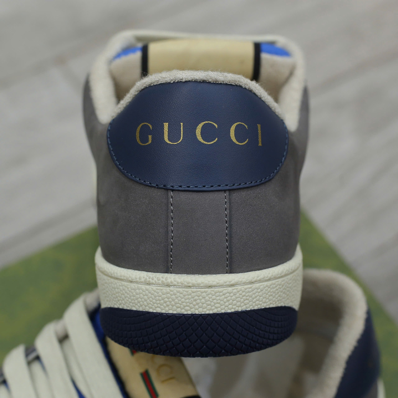 Giày Gucci GG Screener Grey Xám Da Lộn Suede Chuẩn 99% Auth