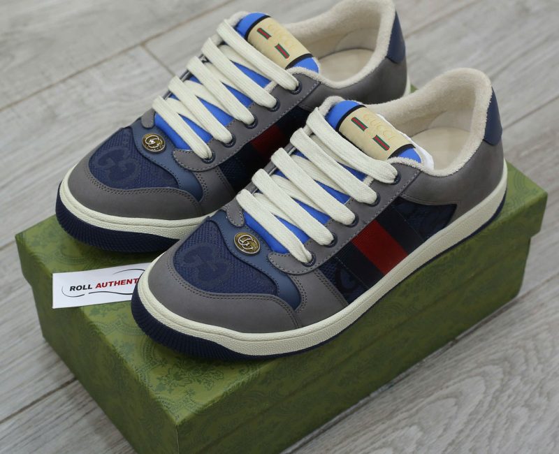 Giày Gucci GG Screener Grey Xám Da Lộn Suede Chuẩn 99% Auth