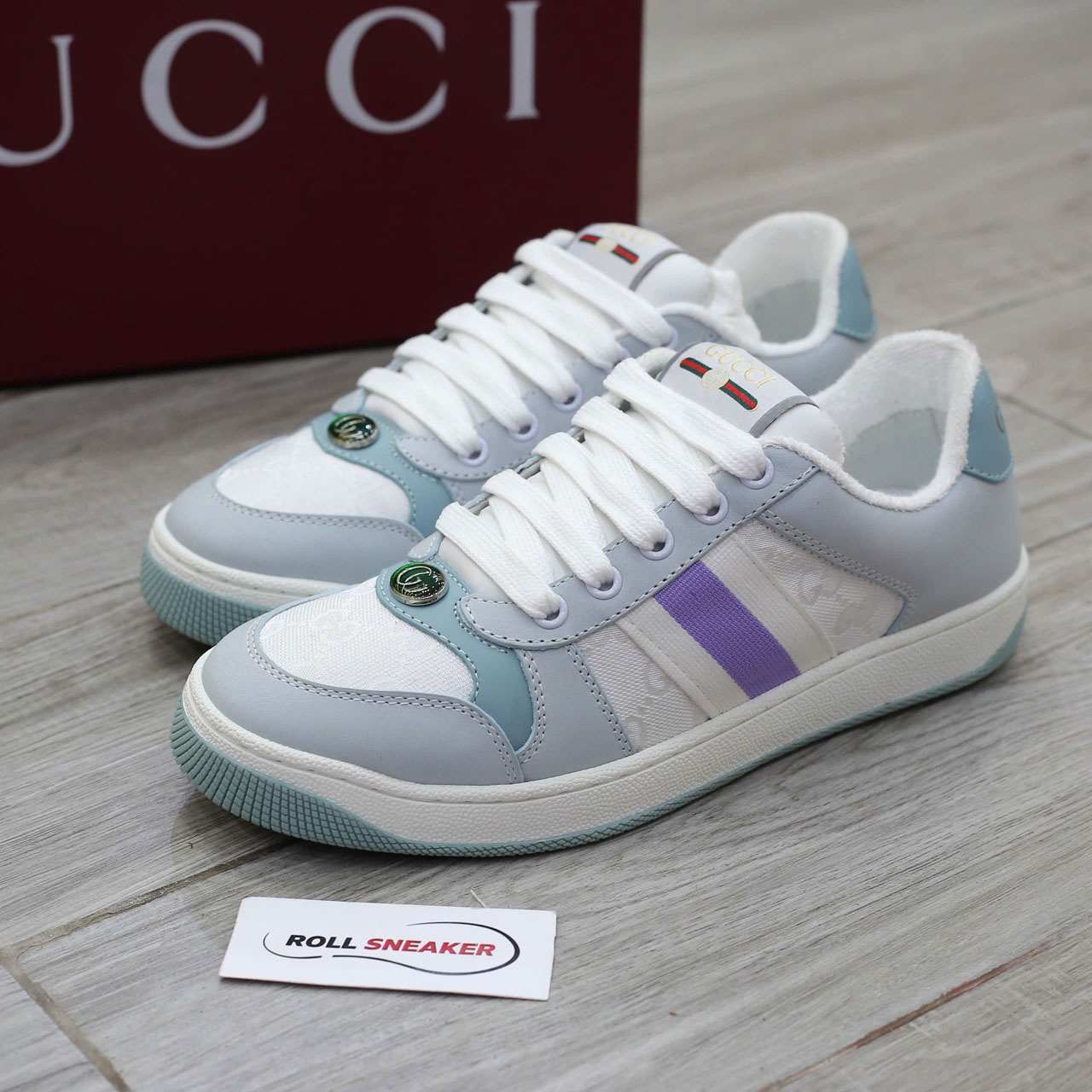 Giày Gucci Screener ‘Light Blue Lilac’ Chuẩn 99% Auth