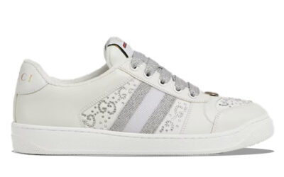 Giày Gucci Screener White GG Crystal Light Grey Best Quality