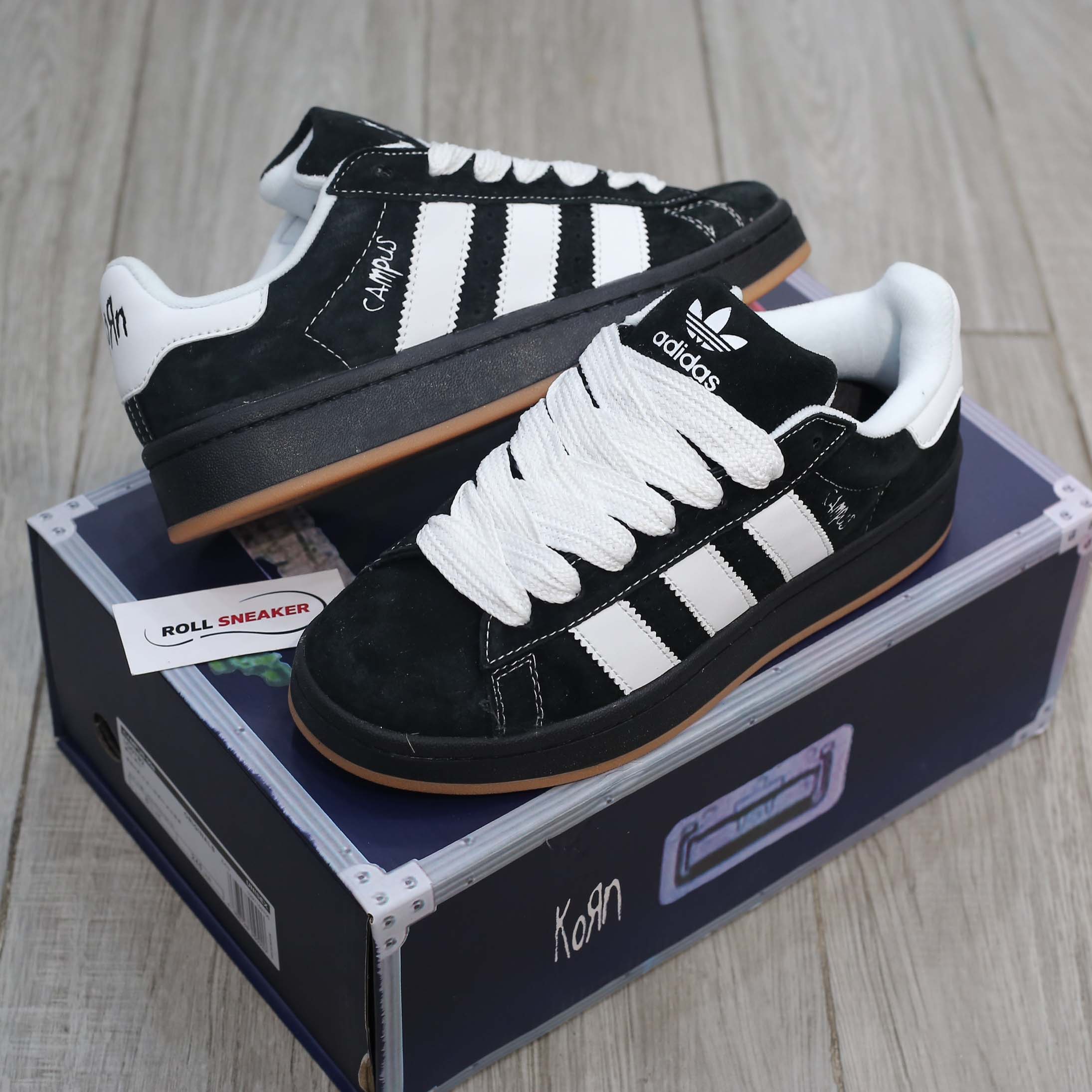 Giày Korn x Adidas Campus 00s ‘Black Gum’ Like Auth