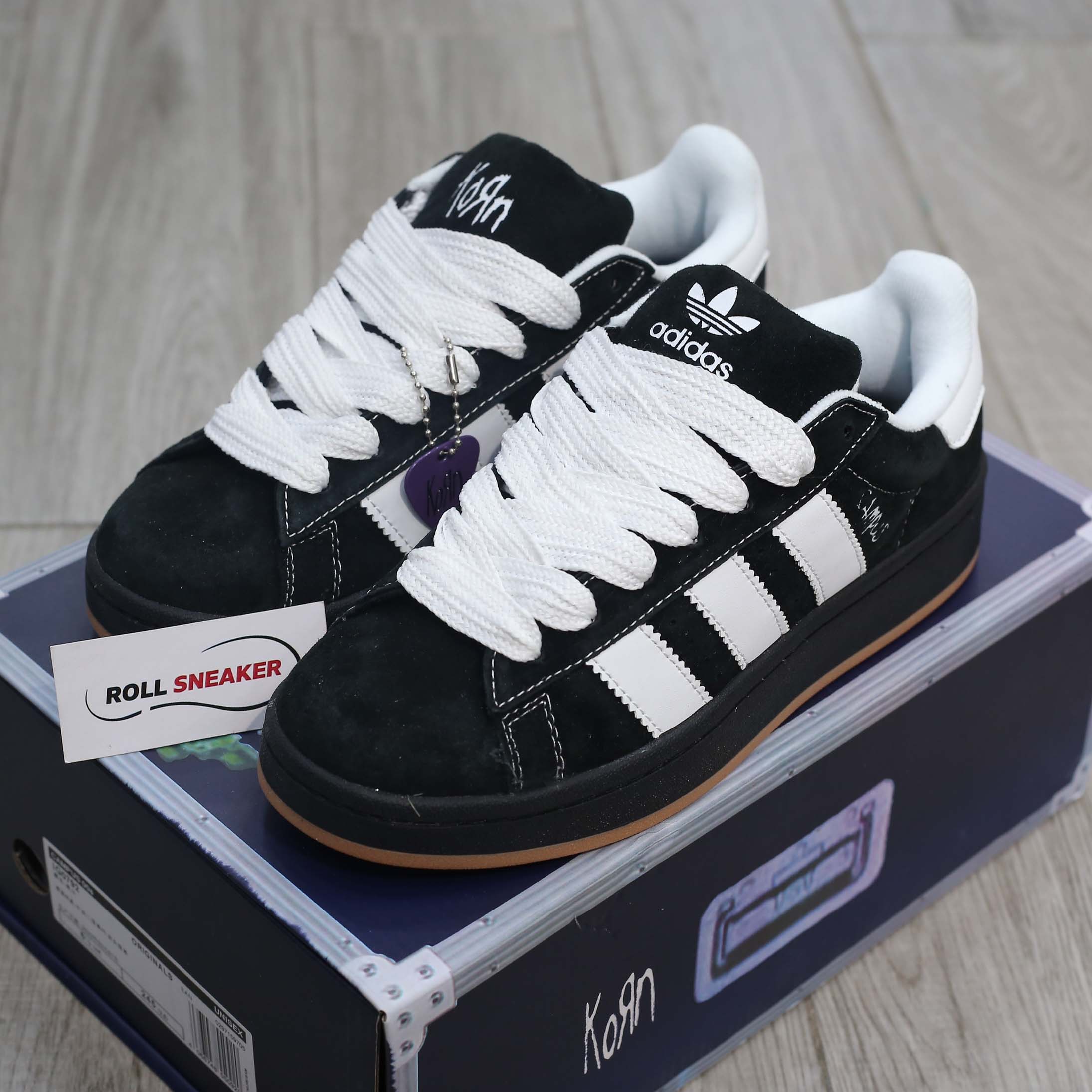 Giày Korn x Adidas Campus 00s ‘Black Gum’ Like Auth