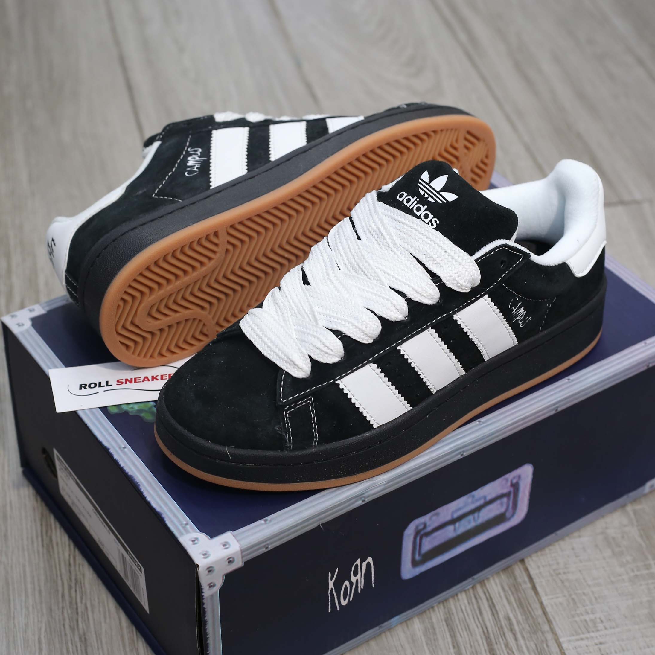 Giày Korn x Adidas Campus 00s ‘Black Gum’ Like Auth
