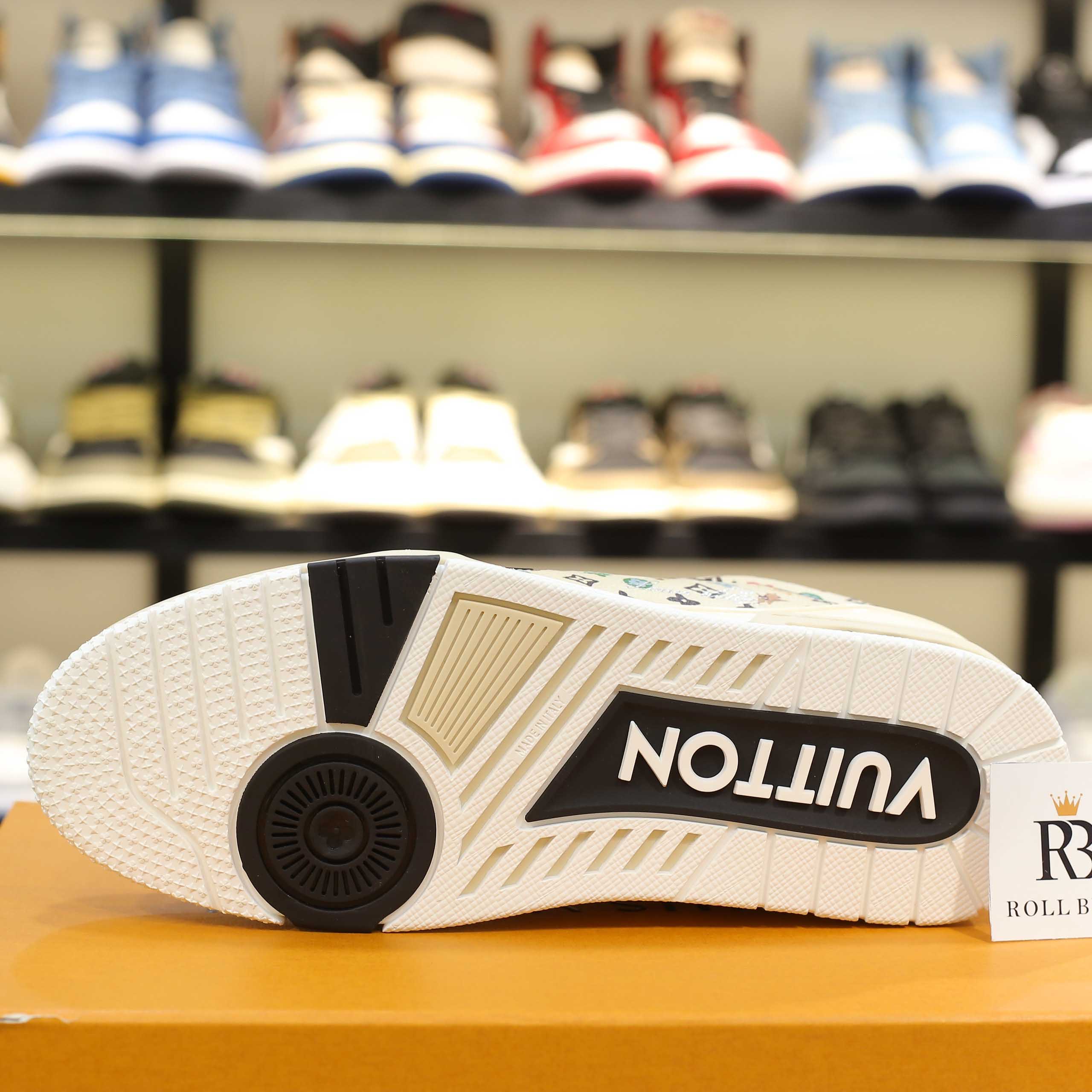 Giày Louis Vuitton Lv Trainer #54 Monogram-printed Grained Calf Leather Beige Best Quality