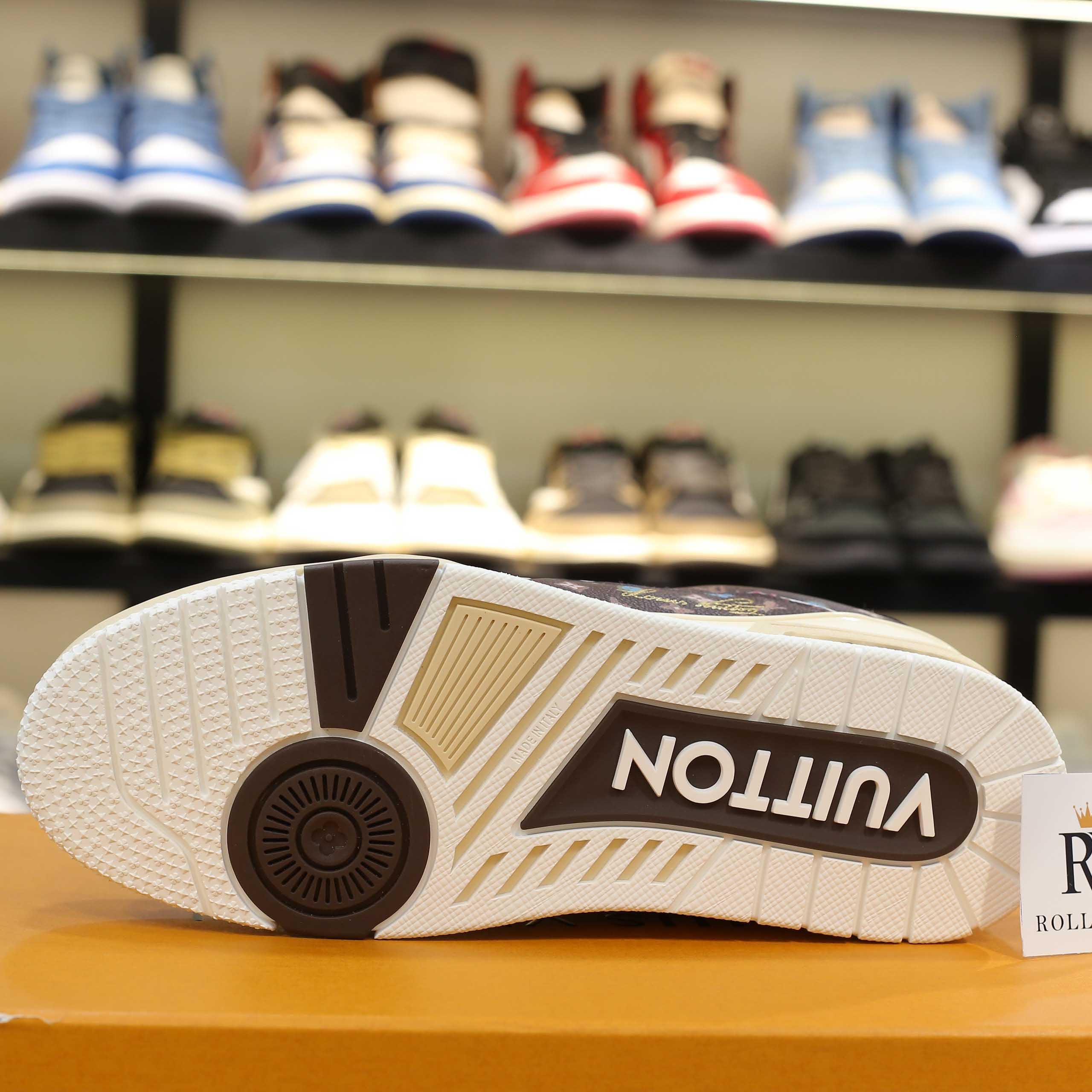 Giày Louis Vuitton Lv Trainer #54 Monogram-printed Grained Calf Leather Moka Best Quality