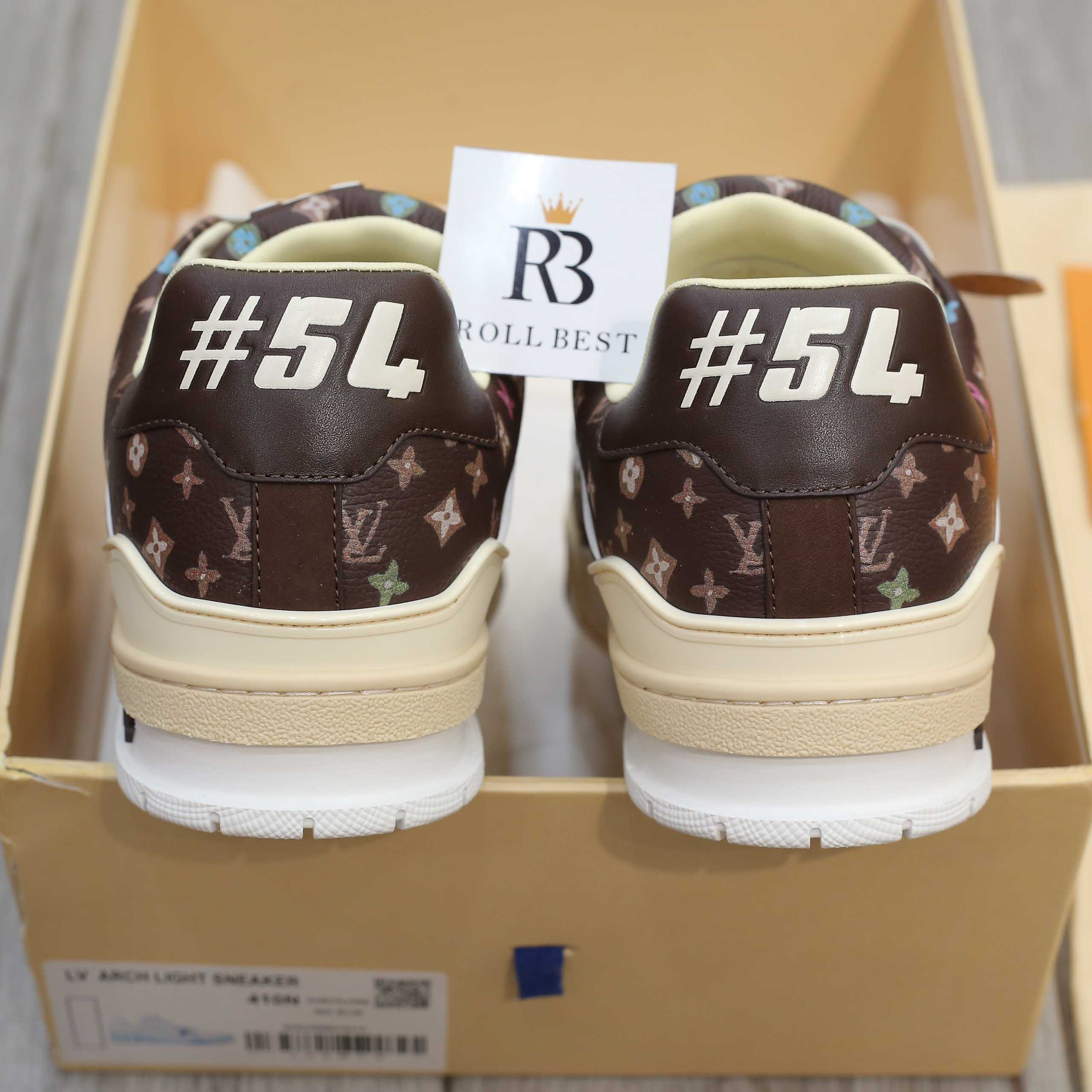 Giày Louis Vuitton Lv Trainer #54 Monogram-printed Grained Calf Leather Moka Best Quality