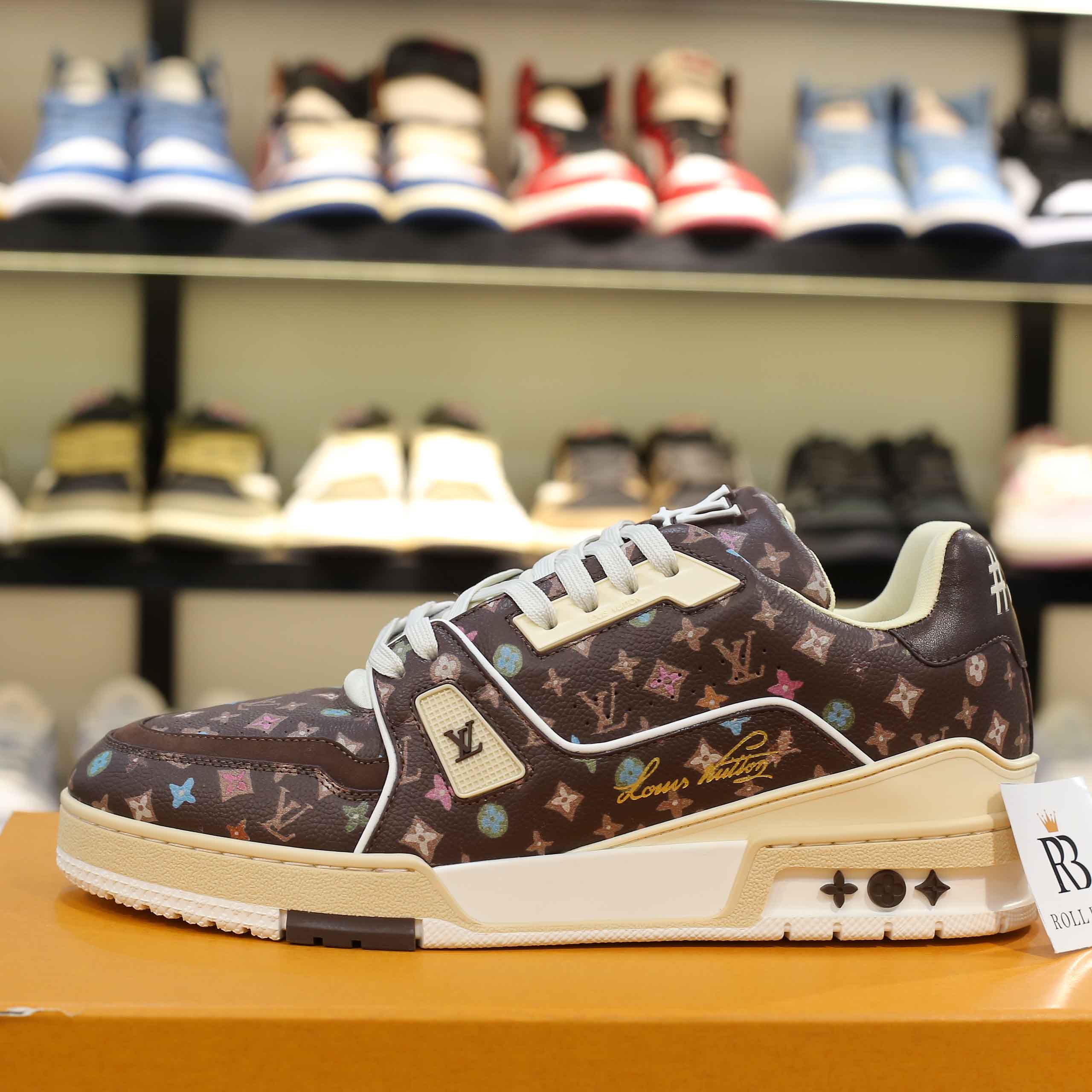 Giày Louis Vuitton Lv Trainer #54 Monogram-printed Grained Calf Leather Moka Best Quality