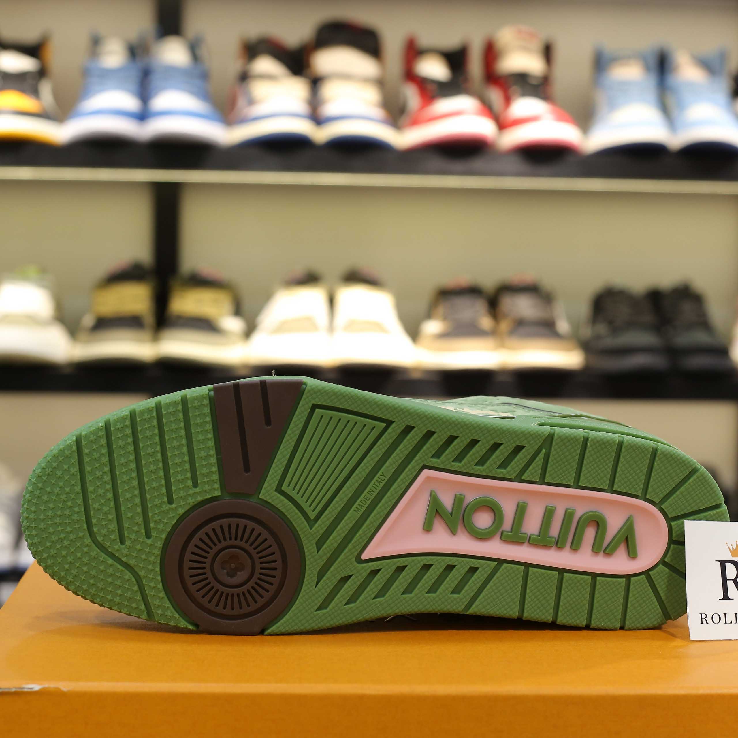 Giày Louis Vuitton LV Trainer #54 Nubuck Calf Leather Monogram Green Best Quality