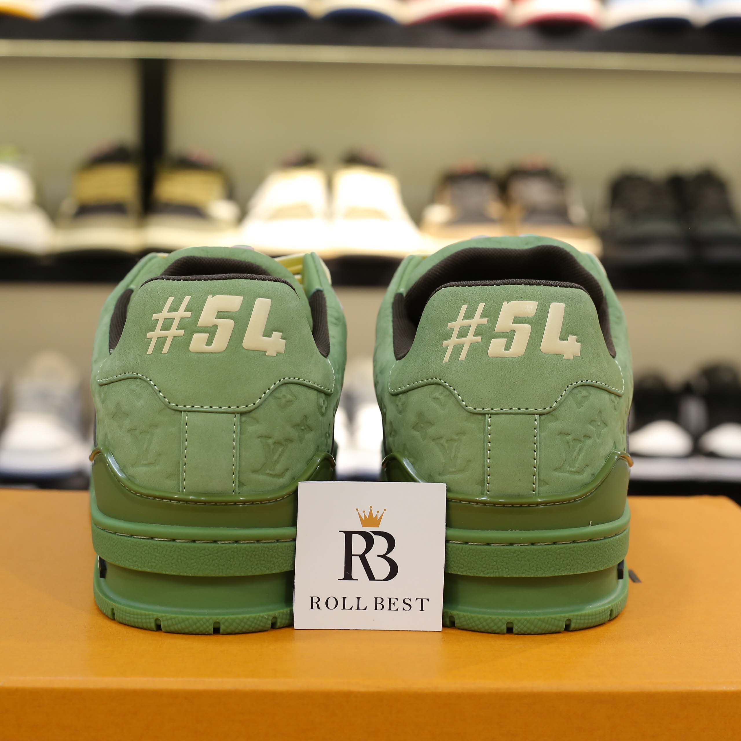 Giày Louis Vuitton LV Trainer #54 Nubuck Calf Leather Monogram Green Best Quality