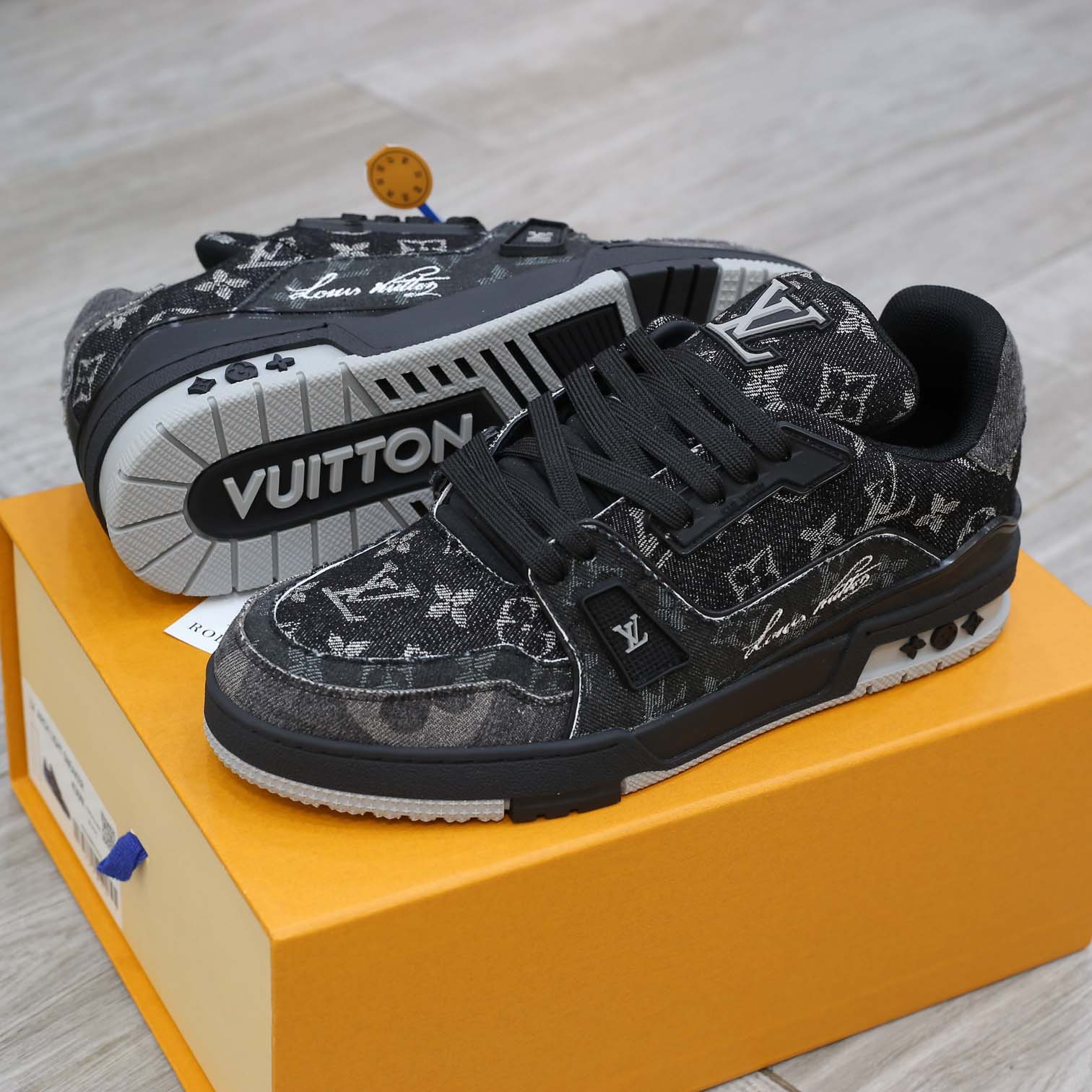 Giày Louis Vuitton LV Trainer Black Denim Monogram Black Best Quality