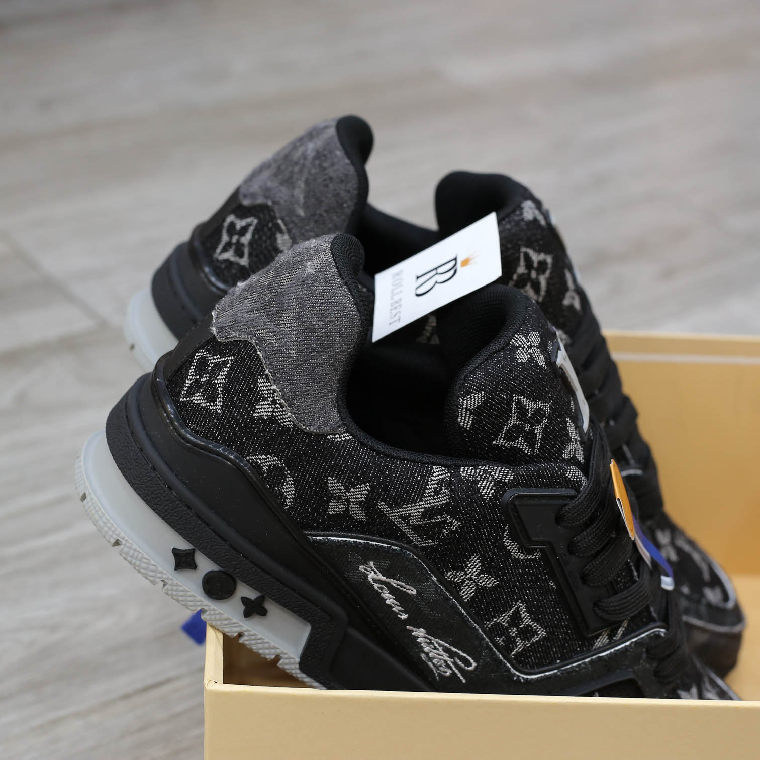 Giày Louis Vuitton LV Trainer Black Denim Monogram Black Best Quality
