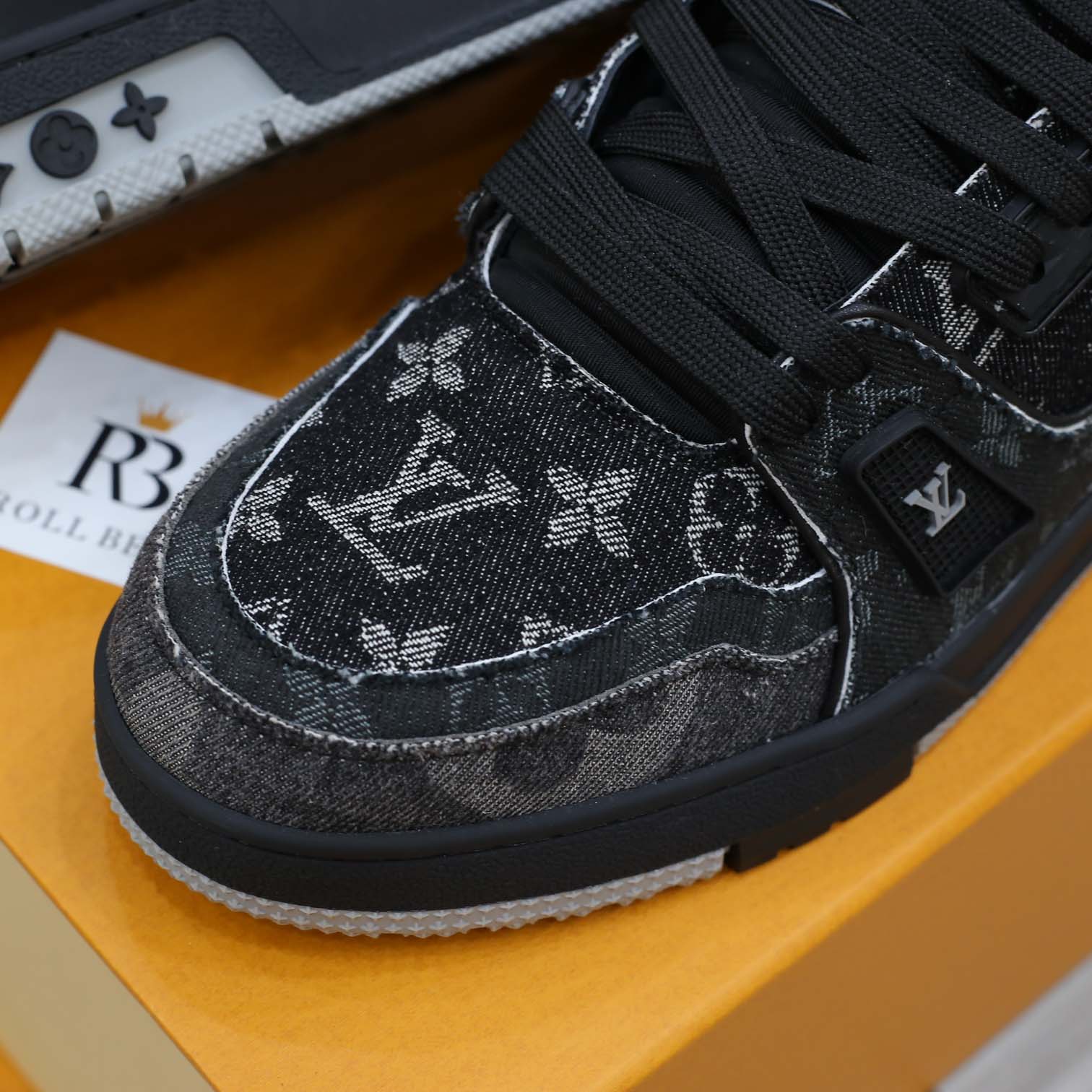 Giày Louis Vuitton LV Trainer Black Denim Monogram Black Best Quality