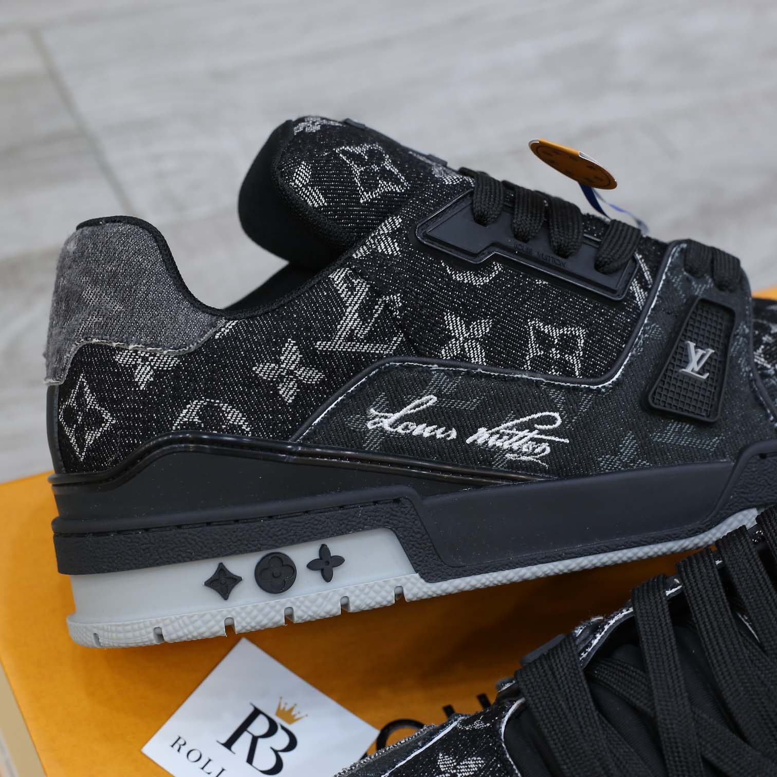 Giày Louis Vuitton LV Trainer Black Denim Monogram Black Best Quality