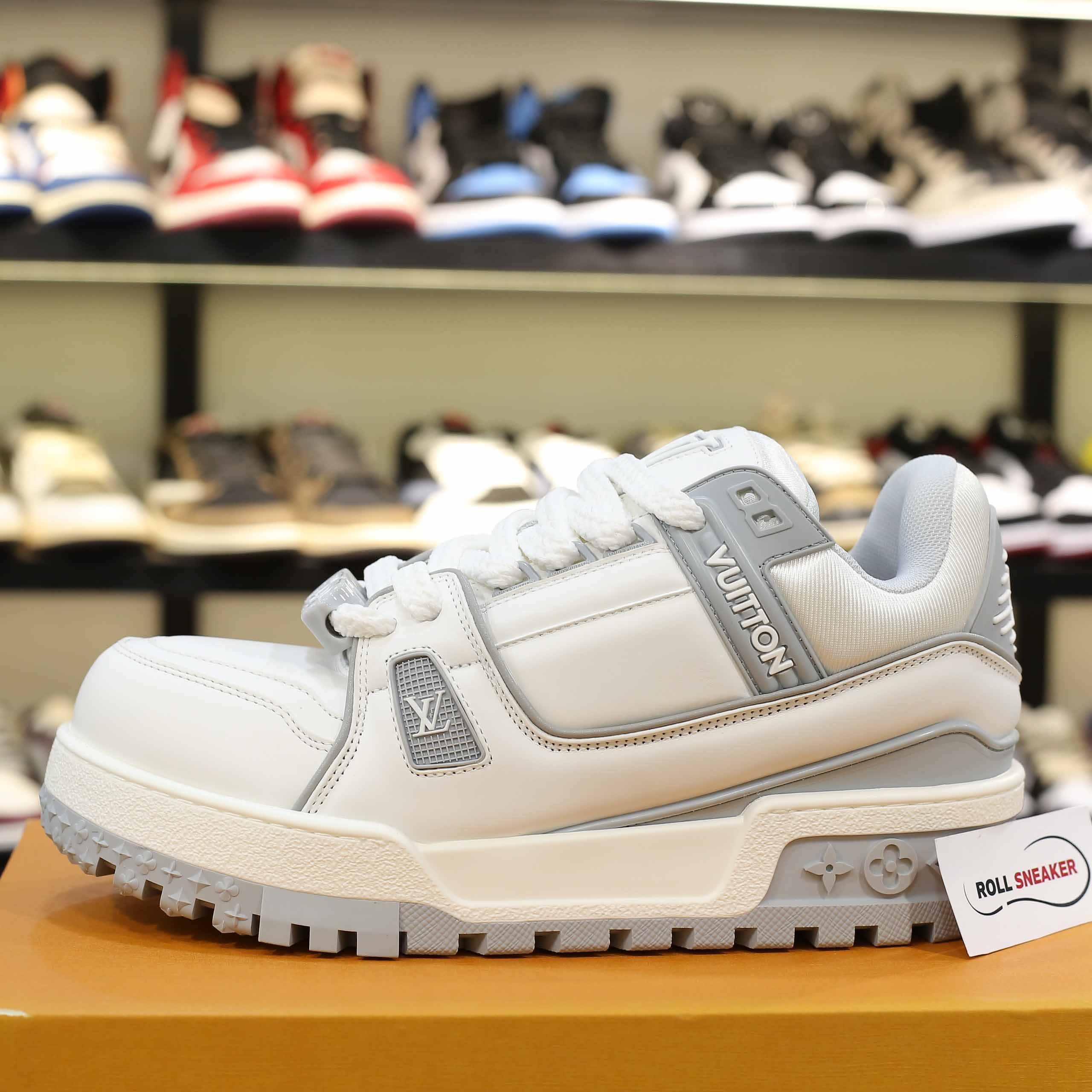 Giày Louis Vuitton LV Trainer Maxi White Grey Best Quality