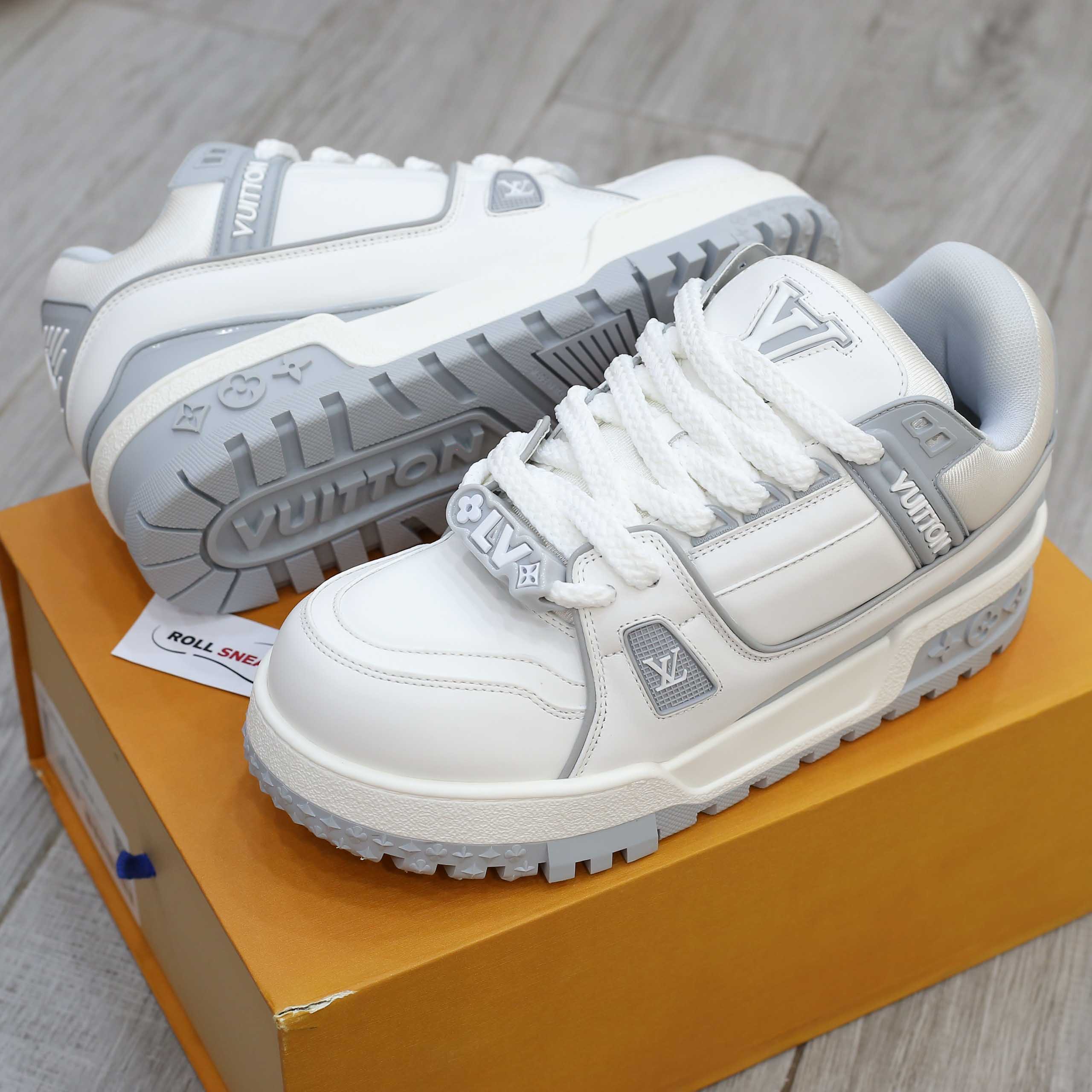 Giày Louis Vuitton LV Trainer Maxi White Grey Best Quality