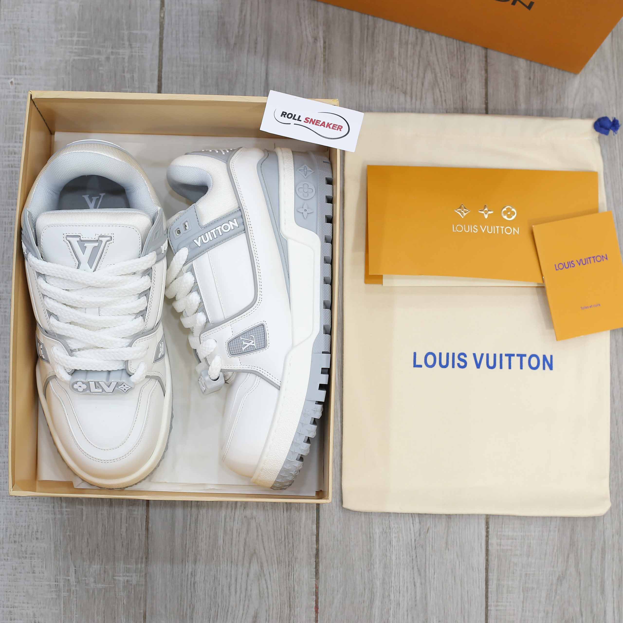 Giày Louis Vuitton LV Trainer Maxi White Grey Best Quality