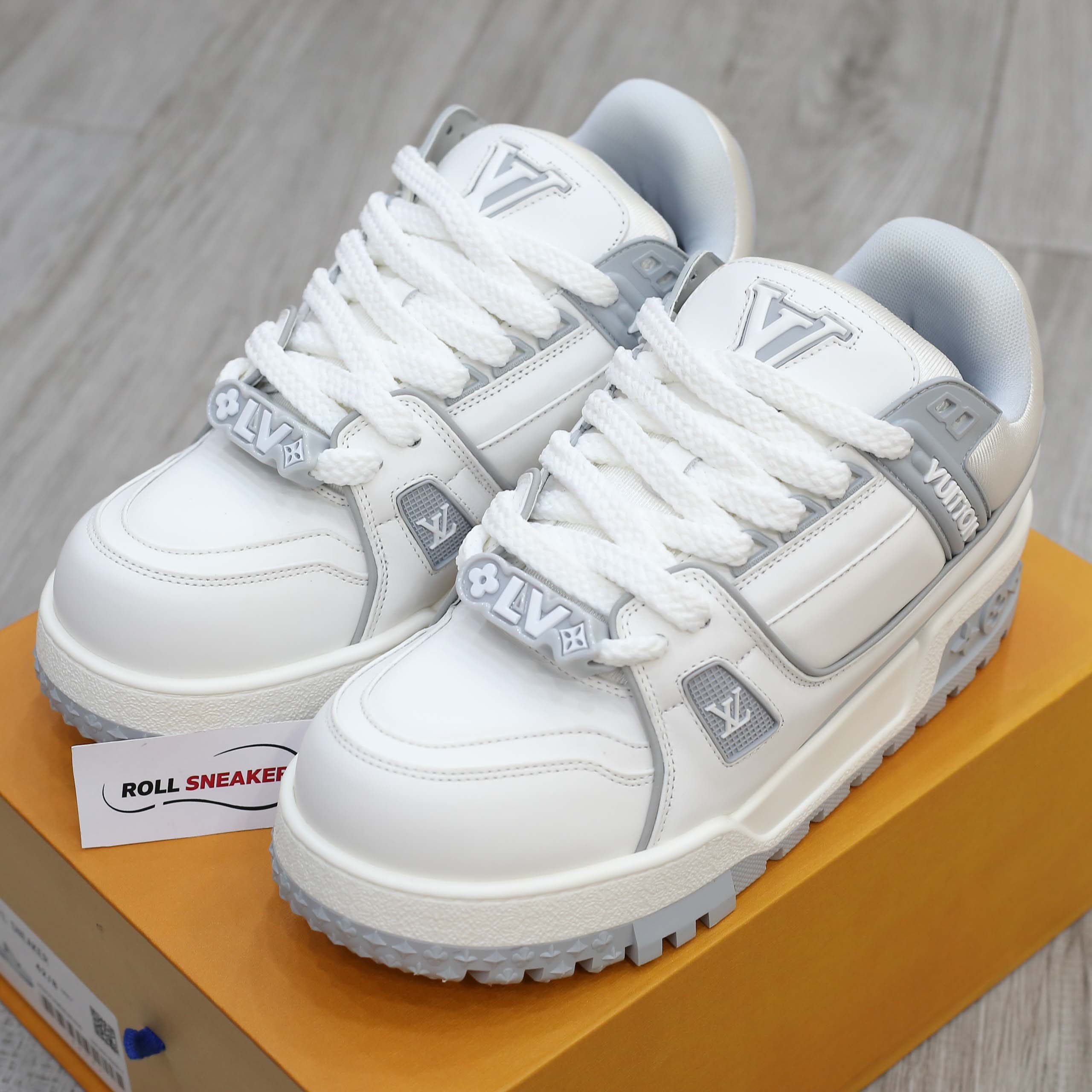 Giày Louis Vuitton LV Trainer Maxi White Grey Best Quality