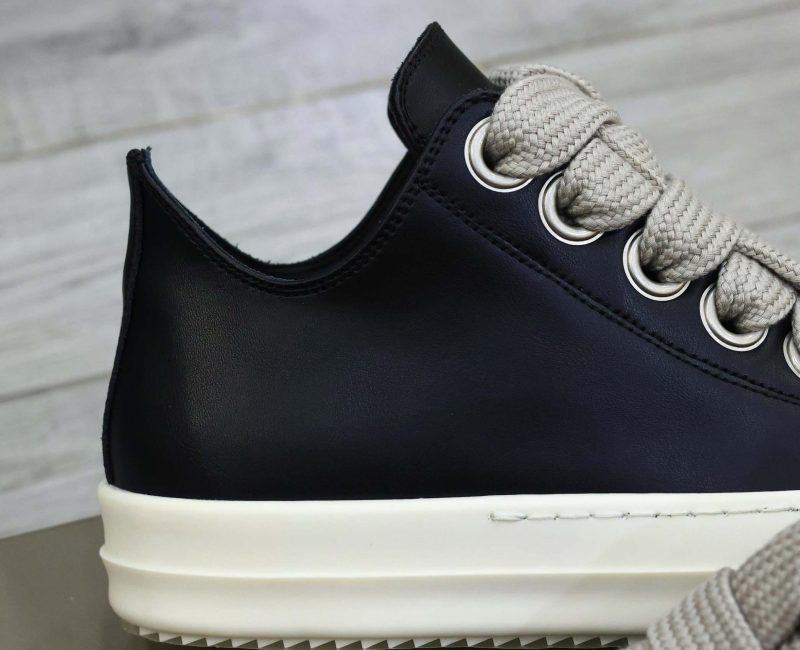Giày Rick Owens Jumbo Lace Low Sneakers Leather Black Best Quality
