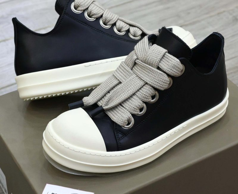 Giày Rick Owens Jumbo Lace Low Sneakers Leather Black Best Quality