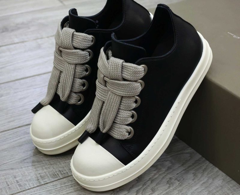 Giày Rick Owens Jumbo Lace Low Sneakers Leather Black Best Quality