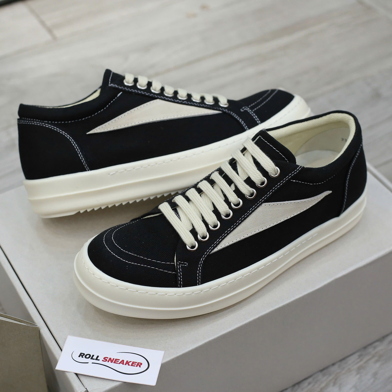 Giày Rick Owens Vintage ‘Black Milk White’ Canvas Like Auth