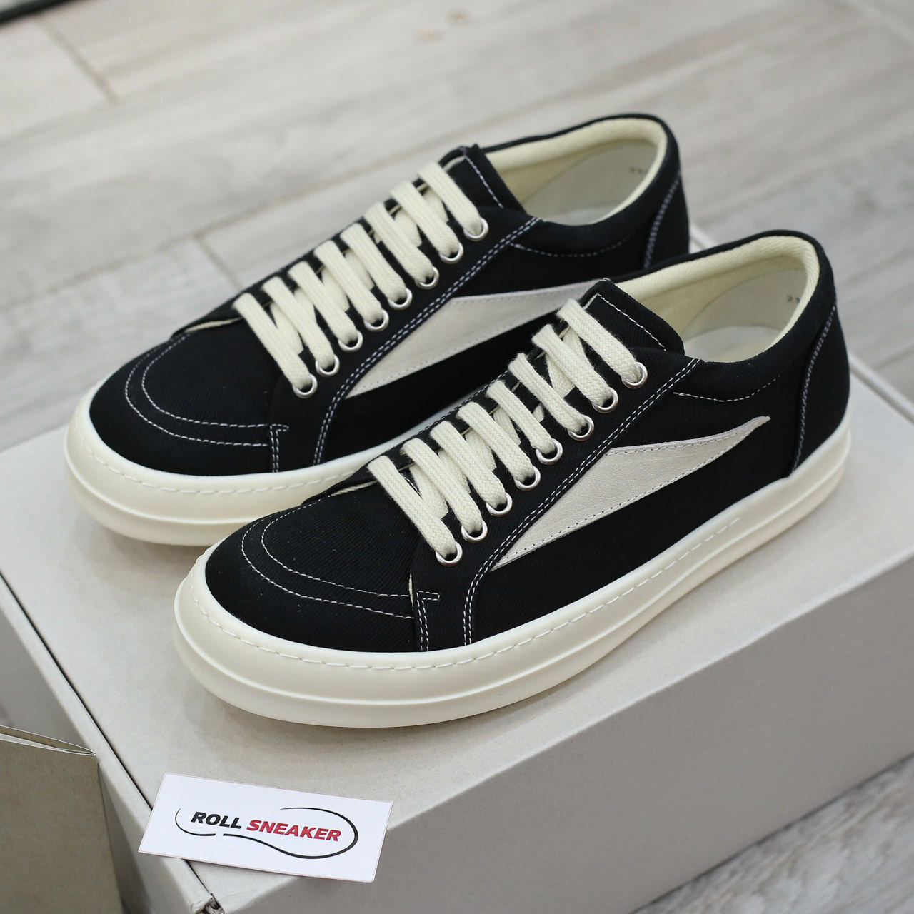 Giày Rick Owens Vintage ‘Black Milk White’ Canvas Like Auth