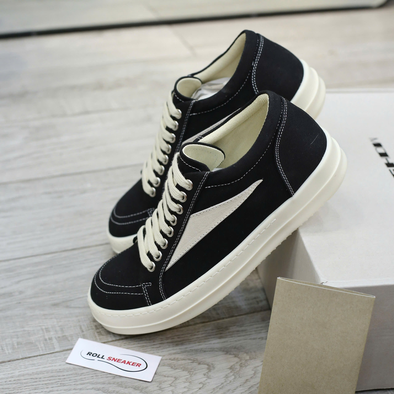 Giày Rick Owens Vintage ‘Black Milk White’ Canvas Like Auth