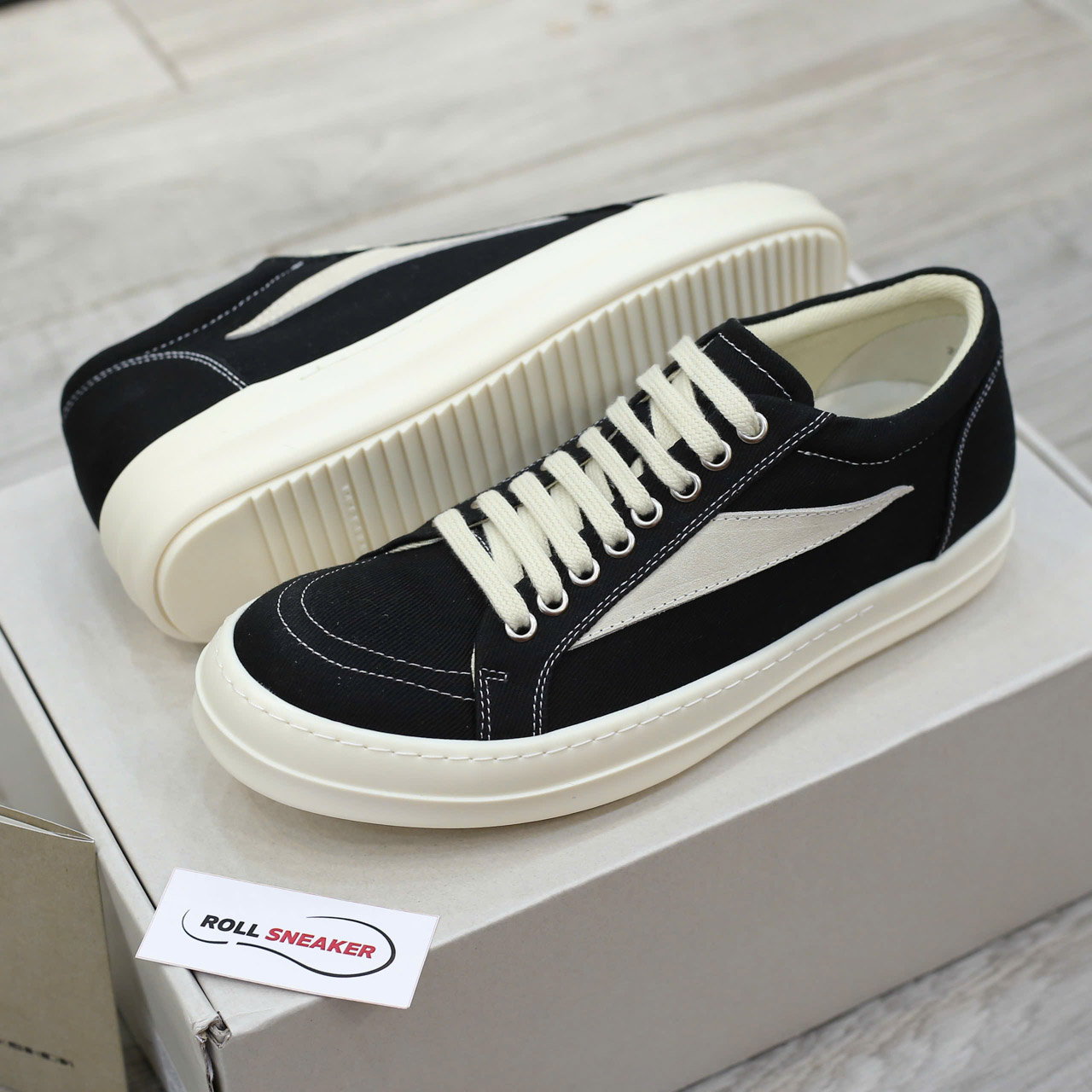Giày Rick Owens Vintage ‘Black Milk White’ Canvas Like Auth