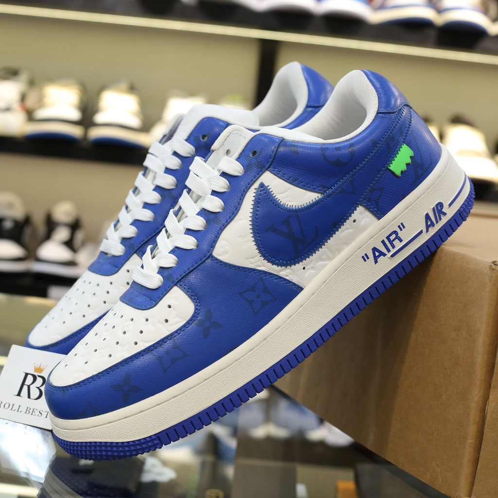 Giày Louis Vuitton Nike Air Force 1 Low By Virgil Abloh White Royal Best Quality