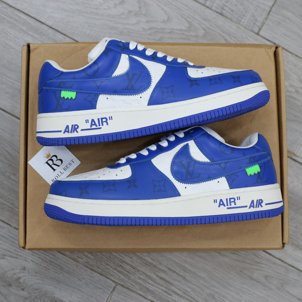 Giày Louis Vuitton Nike Air Force 1 Low By Virgil Abloh White Royal Best Quality