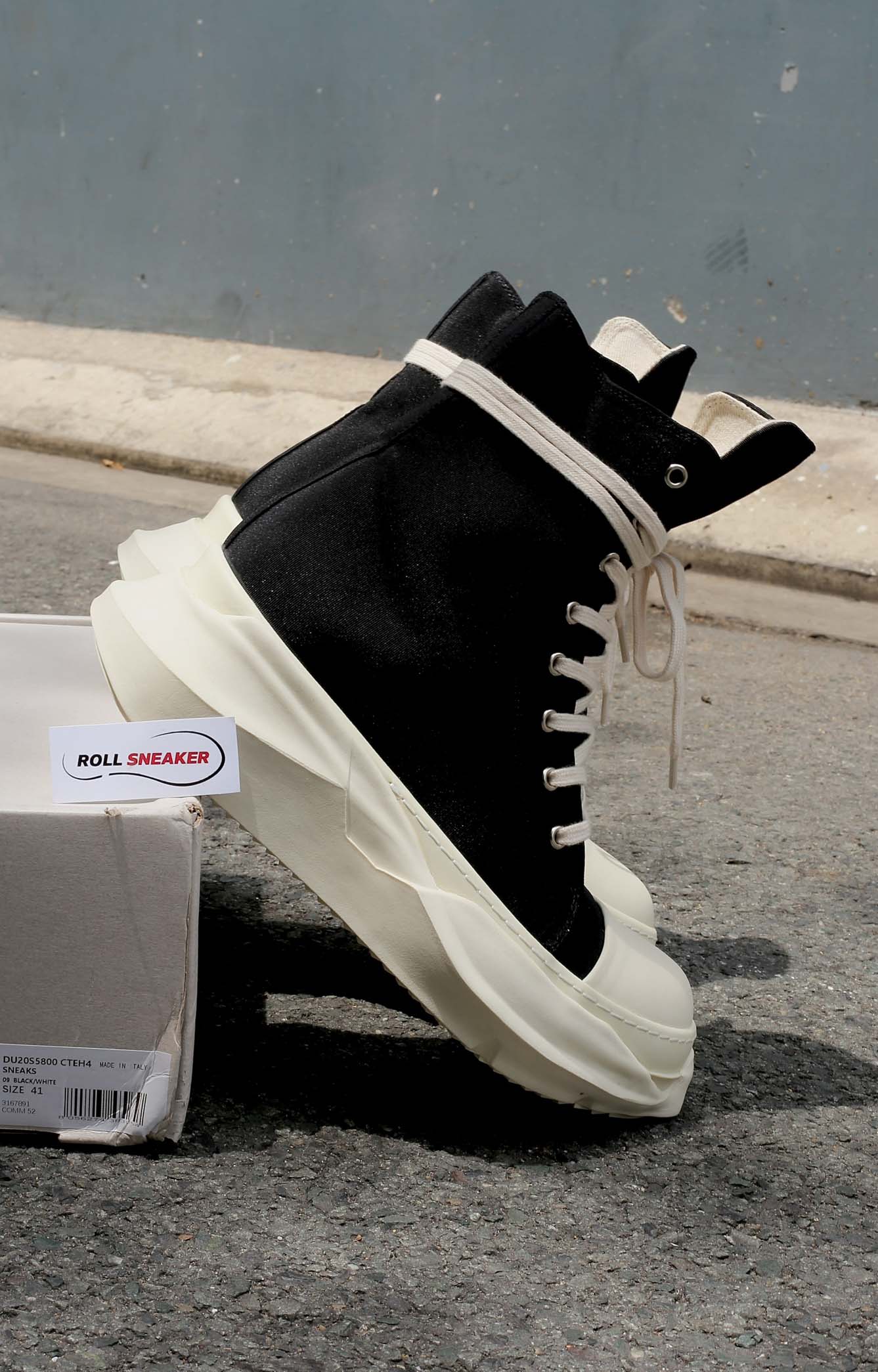 Giày Rick Owens drkshdw High-Top Abstract Ramones Best Quality