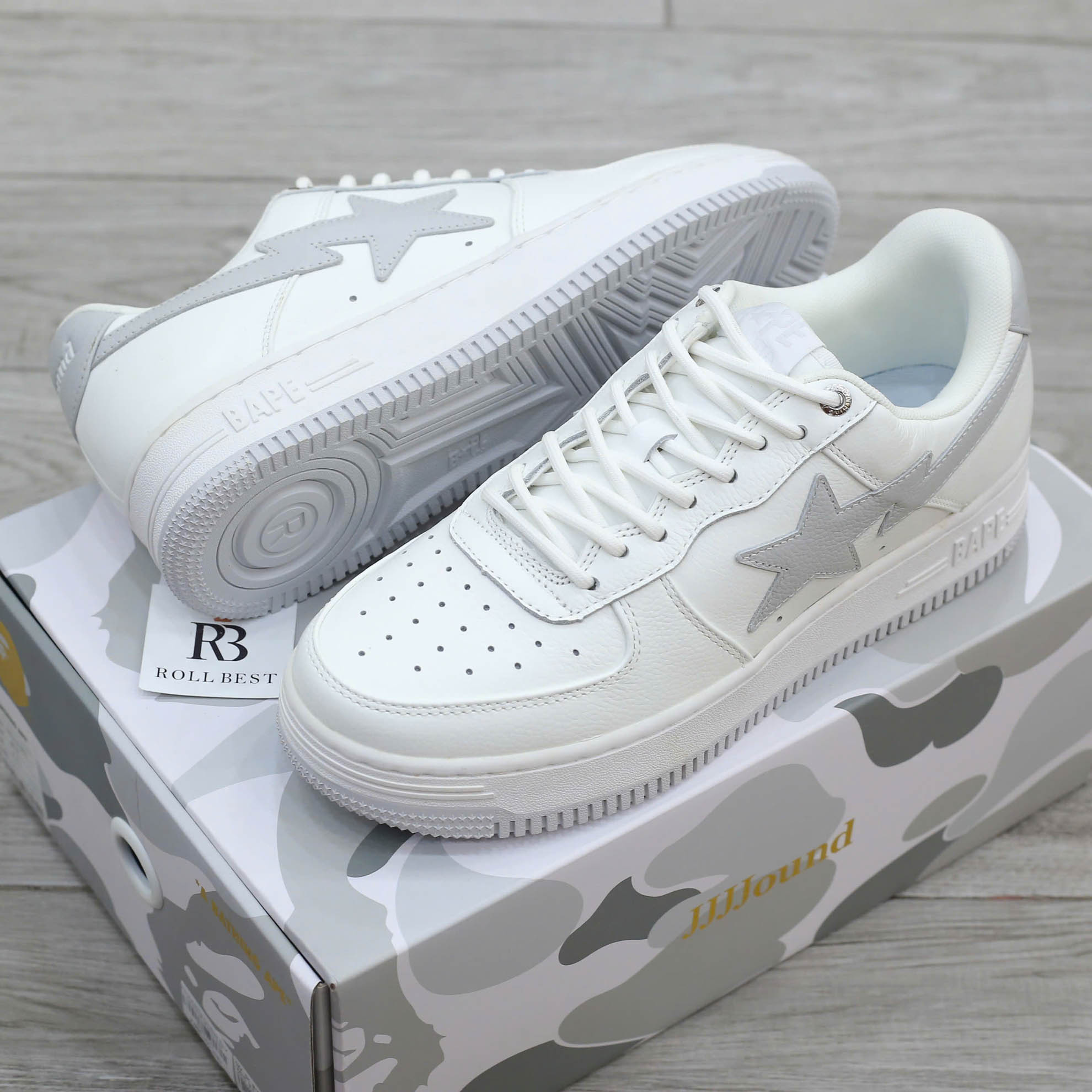 Giày A Bathing Ape Bape Sta X Jjjjound White Grey Best Quality