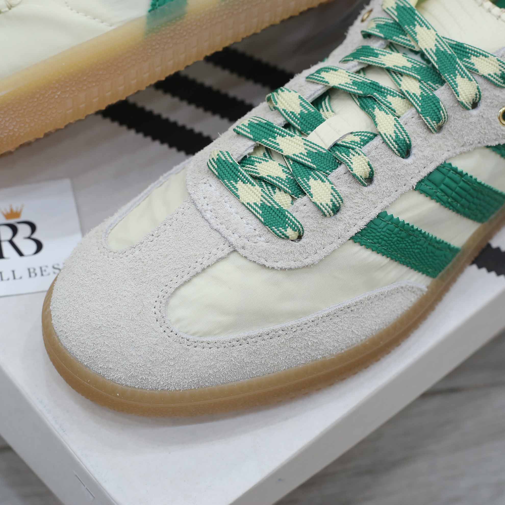 Giày Adidas Wales Bonner x Samba Cream White Bold Green Best Quality