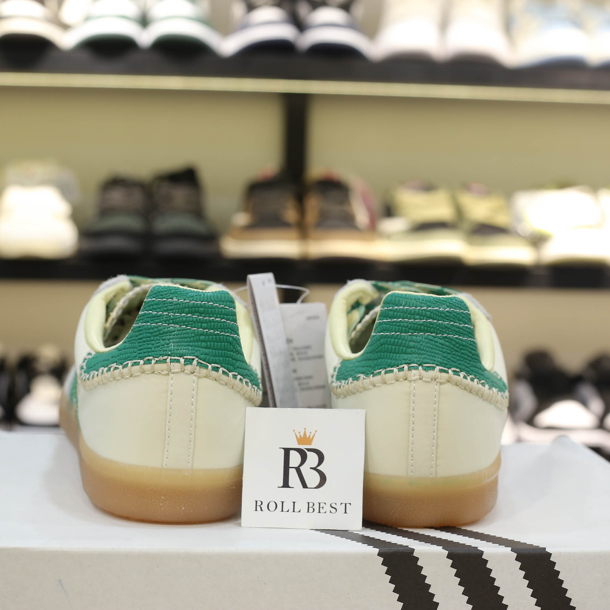 Giày Adidas Wales Bonner x Samba Cream White Bold Green Best Quality
